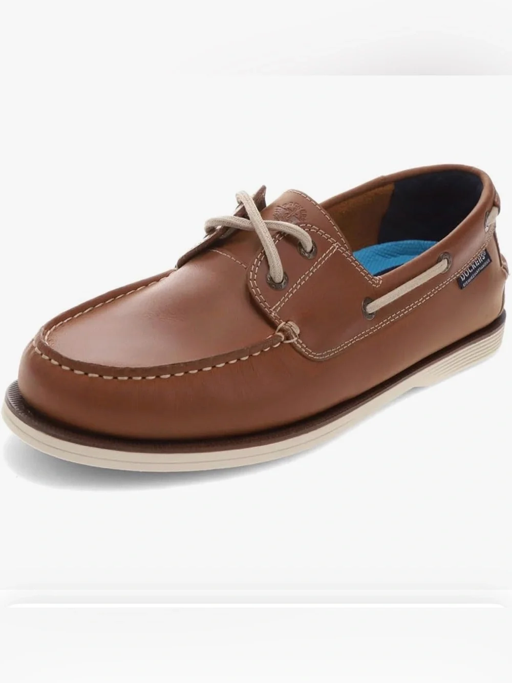 Men's or Boy's Dockers Dennison Brown Leather Lace-Up Boat Shoes Size 8M